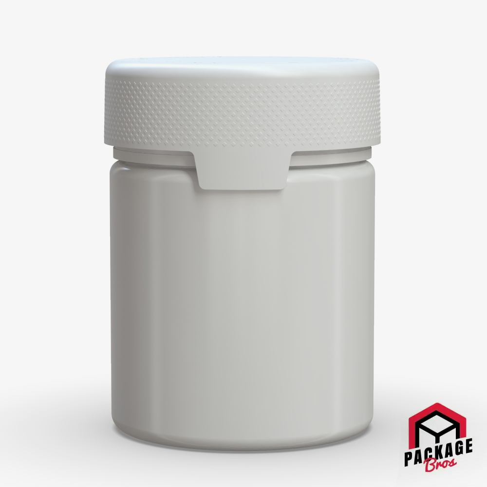White Child Resistant Clamshell Cannabis Container