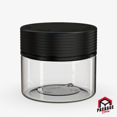 Chubby Gorilla Spiral CR XL Container 10oz (300cc) Clear Natural Container With Opaque Black Closure