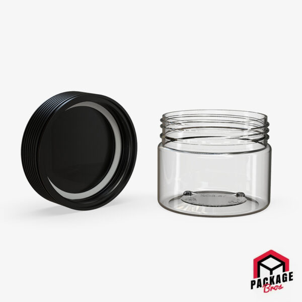 Chubby Gorilla Spiral CR XL Container 10oz (300cc) Clear Natural Container With Opaque Black Closure