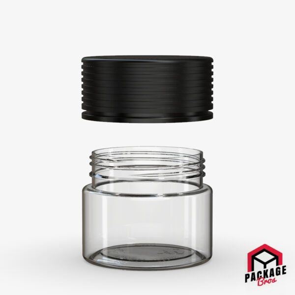 Chubby Gorilla Spiral CR Container 2oz (60cc) Clear Natural Container With Opaque Black Closure