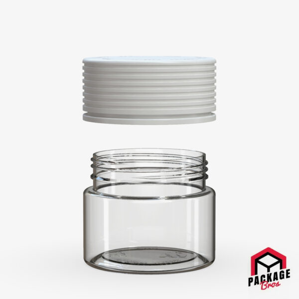 Chubby Gorilla Spiral CR Container 2oz (60cc) Clear Natural Container With Opaque White Closure