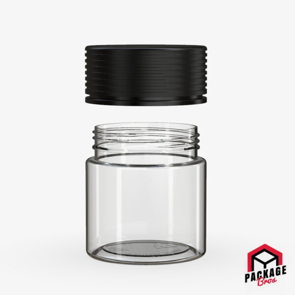 Chubby Gorilla Spiral CR Container 3oz (90cc) Clear Natural Container With Opaque Black Closure