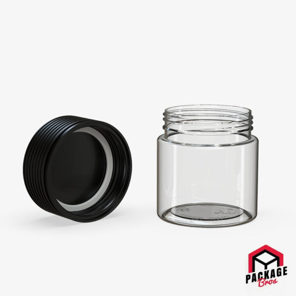 Chubby Gorilla Spiral CR Container 3oz (90cc) Clear Natural Container With Opaque Black Closure