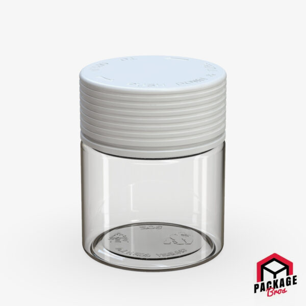 Chubby Gorilla Spiral CR Container 3oz (90cc) Clear Natural Container With Opaque White Closure