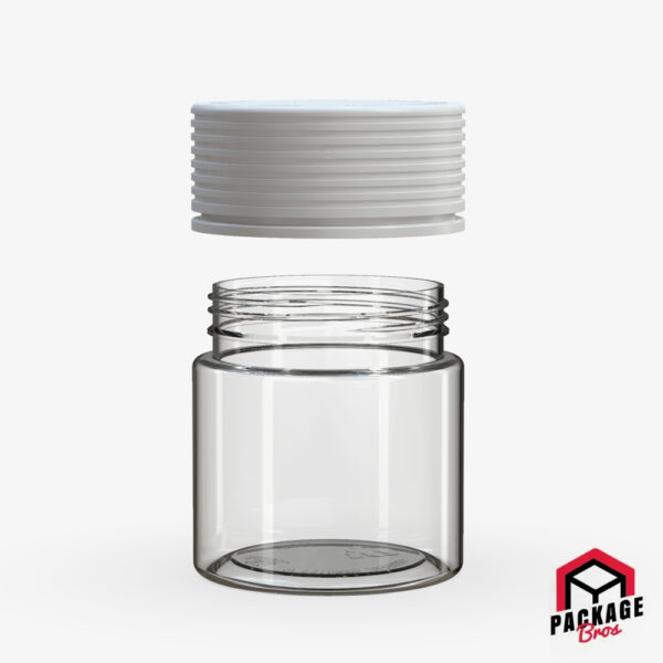 Chubby Gorilla Spiral CR Container 3oz (90cc) Clear Natural Container With Opaque White Closure