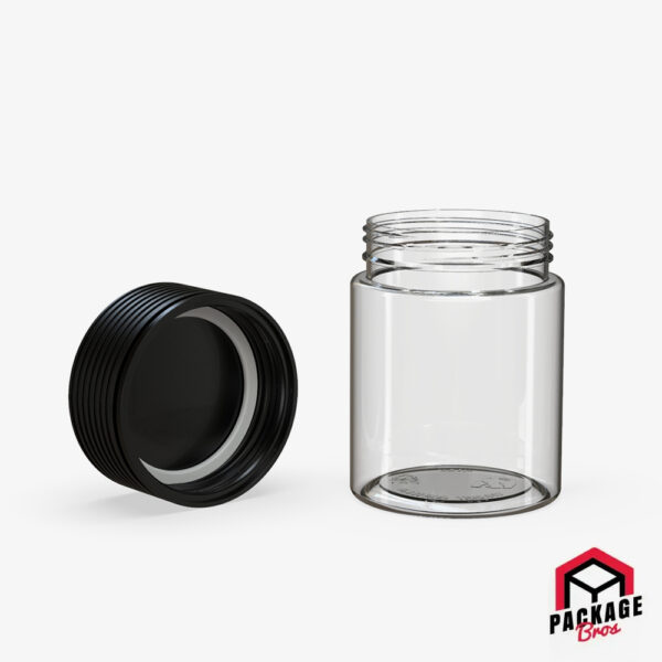 Chubby Gorilla Spiral CR Container 4oz (120cc) Clear Natural Container With Opaque Black Closure