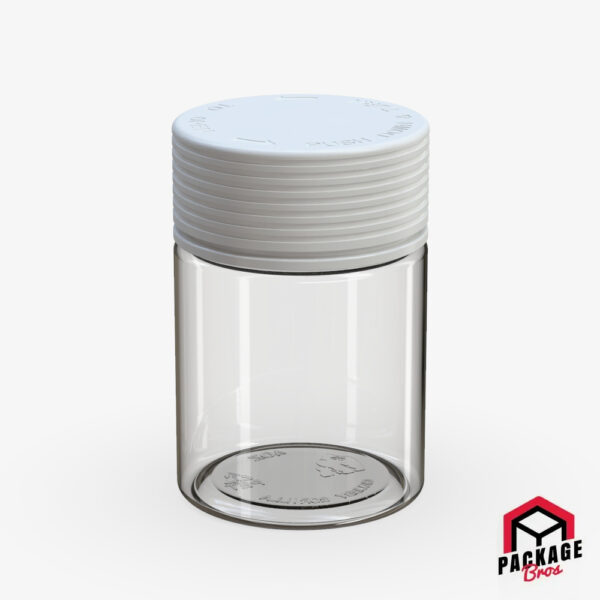 Chubby Gorilla Spiral CR Container 4oz (120cc) Clear Natural Container With Opaque White Closure