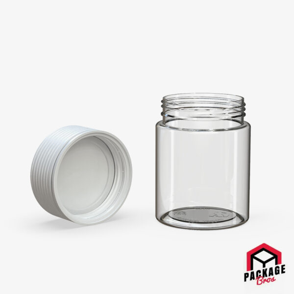 Chubby Gorilla Spiral CR Container 4oz (120cc) Clear Natural Container With Opaque White Closure