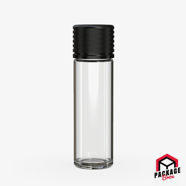 Chubby Gorilla Spiral CR Cartridge Container 65mm Flat Bottom Clear Natural Container With Opaque Black Closure