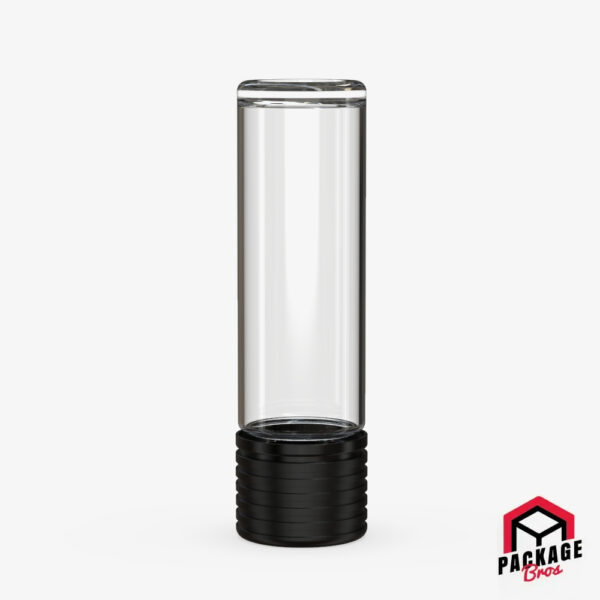 Chubby Gorilla Spiral CR Cartridge Container 65mm Flat Bottom Clear Natural Container With Opaque Black Closure