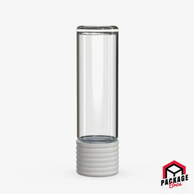 Chubby Gorilla Spiral CR Cartridge Container 65mm Flat Bottom Clear Natural Container With Opaque White Closure