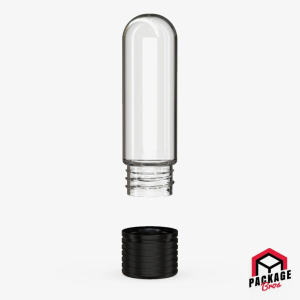 Chubby Gorilla Spiral CR Cartridge Container 65mm Round Top Clear Natural Container With Opaque Black Closure