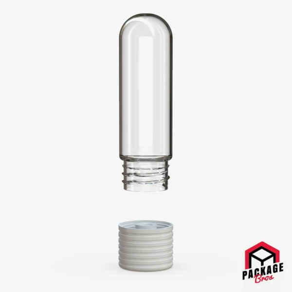 Chubby Gorilla Spiral CR Cartridge Container 65mm Round Top Clear Natural Container With Opaque White Closure
