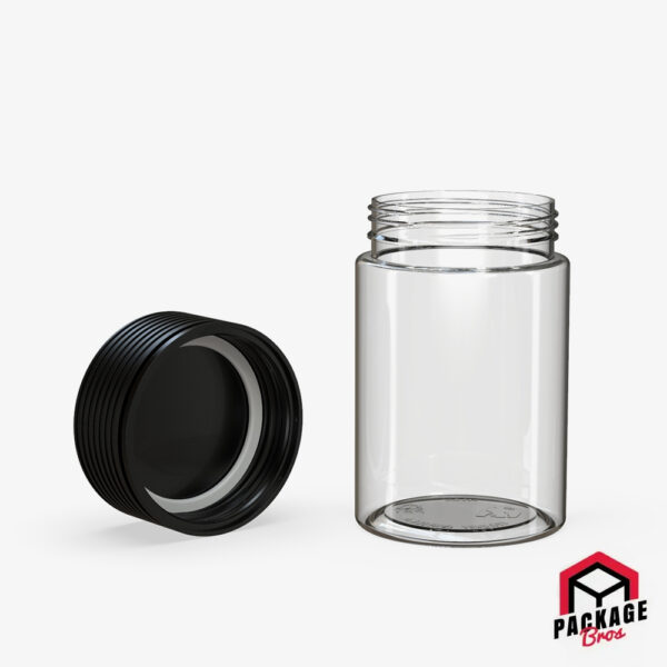 Chubby Gorilla Spiral CR Container 5oz (150cc) Clear Natural Container With Opaque Black Closure