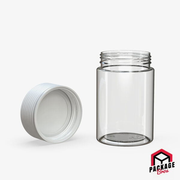 Chubby Gorilla Spiral CR Container 5oz (150cc) Clear Natural Container With Opaque White Closure