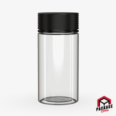 Chubby Gorilla Spiral CR Container 6oz (180cc) Clear Natural Container With Opaque Black Closure