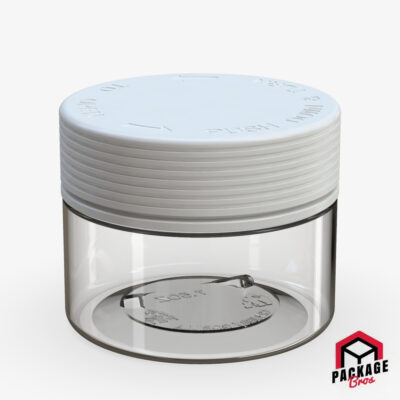 Chubby Gorilla Spiral CR XL Container 7.5oz (220cc) Clear Natural Container With Opaque White Closure