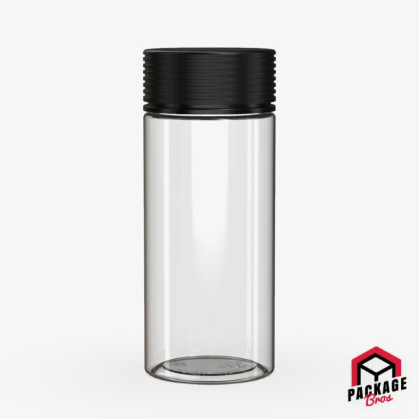 Chubby Gorilla Spiral CR Container 8oz (240cc) Clear Natural Container With Opaque Black Closure