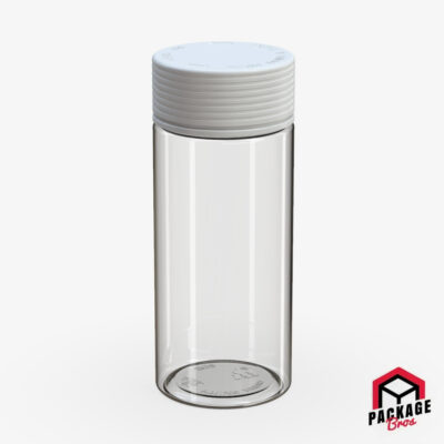 Chubby Gorilla Spiral CR Container 8oz (240cc) Clear Natural Container With Opaque White Closure
