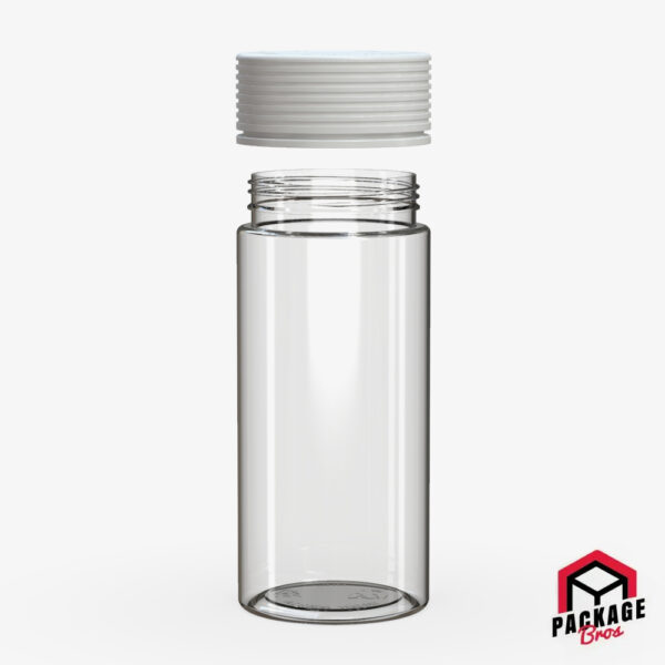 Chubby Gorilla Spiral CR Container 8oz (240cc) Clear Natural Container With Opaque White Closure