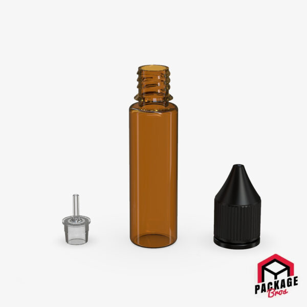 Chubby Gorilla V3 Pet Unicorn Bottle 20ml Translucent Amber Bottle With Opaque Black Closure