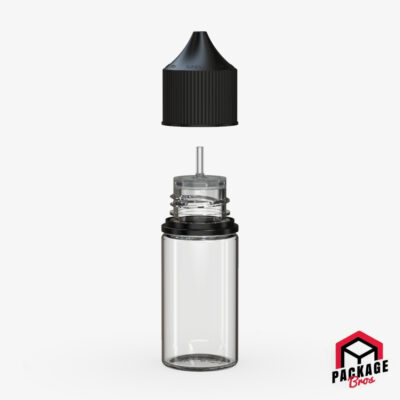 Chubby Gorilla Stubby Pet Unicorn Bottle 30ml Clear Natural Bottle With Opaque Black Closure