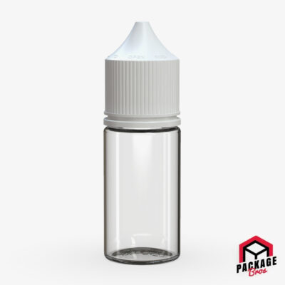 Chubby Gorilla Stubby Pet Unicorn Bottle 30ml Clear Natural Bottle With Opaque White Closure
