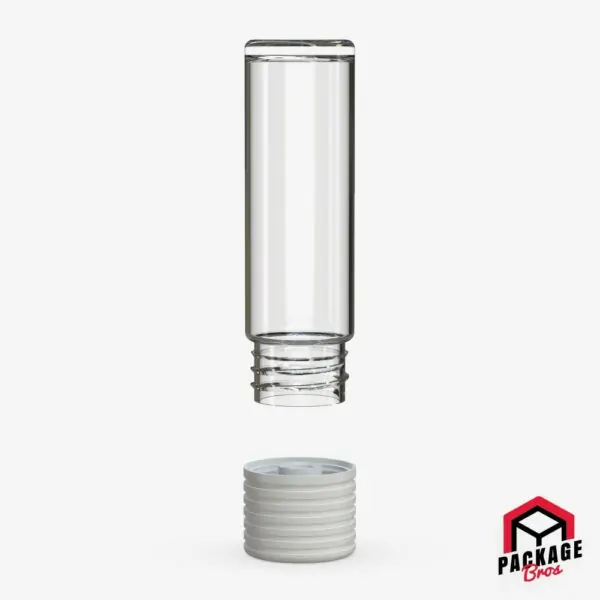 Chubby Gorilla Spiral CR Cartridge Container 65mm Flat Bottom Clear Natural Container With Opaque White Closure