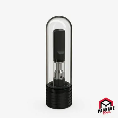 Chubby Gorilla Spiral CR Cartridge Container 65mm Round Top Clear Natural Container With Opaque Black Closure