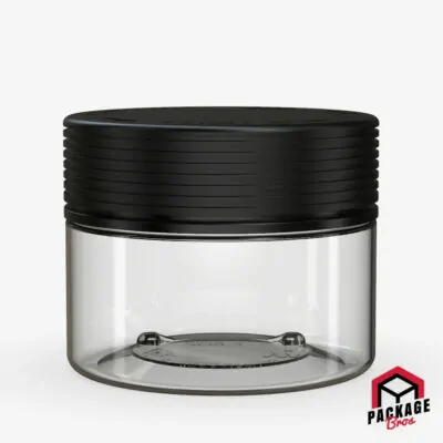 Chubby Gorilla Spiral CR XL Container 7.5oz (220cc) Clear Natural Container With Opaque Black Closure